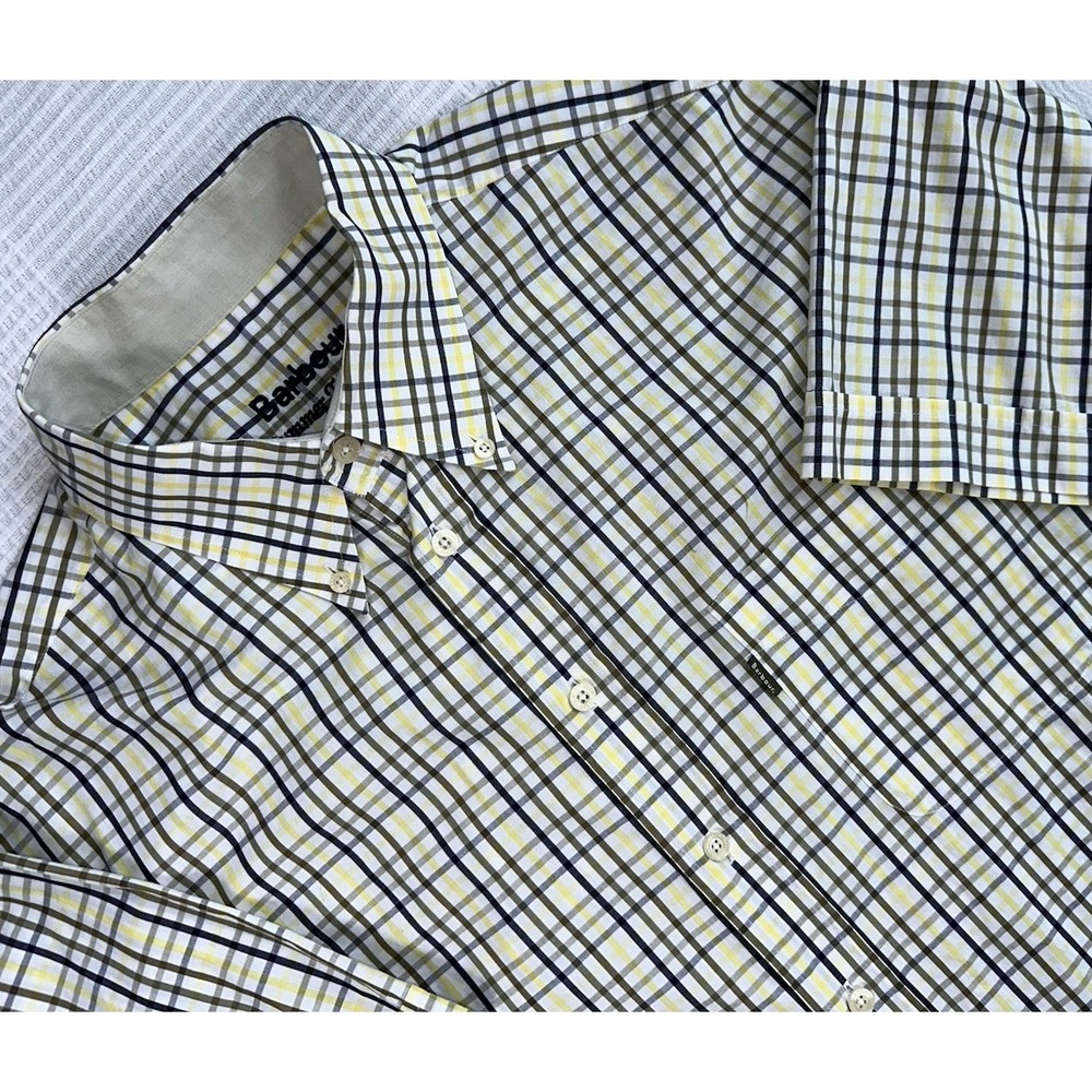 Barbour Summer Tattersall Plaid Short Sleeve Button‎ Up Mens XL